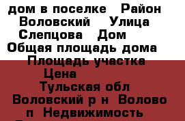 дом в поселке › Район ­ Воловский  › Улица ­ Слепцова › Дом ­ 24 › Общая площадь дома ­ 54 › Площадь участка ­ 15 › Цена ­ 1 400 000 - Тульская обл., Воловский р-н, Волово п. Недвижимость » Дома, коттеджи, дачи продажа   